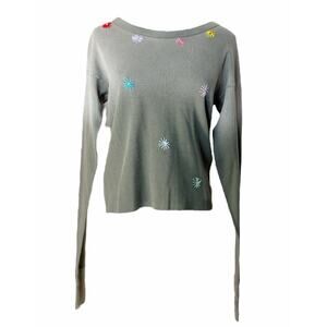 Free People x Riley Vintage Dipped Olive Embroidered Thermal Top NWT  Small